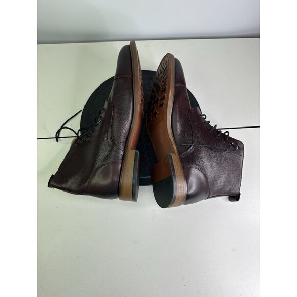 La Milano Mens Glenrock Cap Toe Boots Sz 14 Burgundy Lace Up Memory Foam - Picture 5 of 10